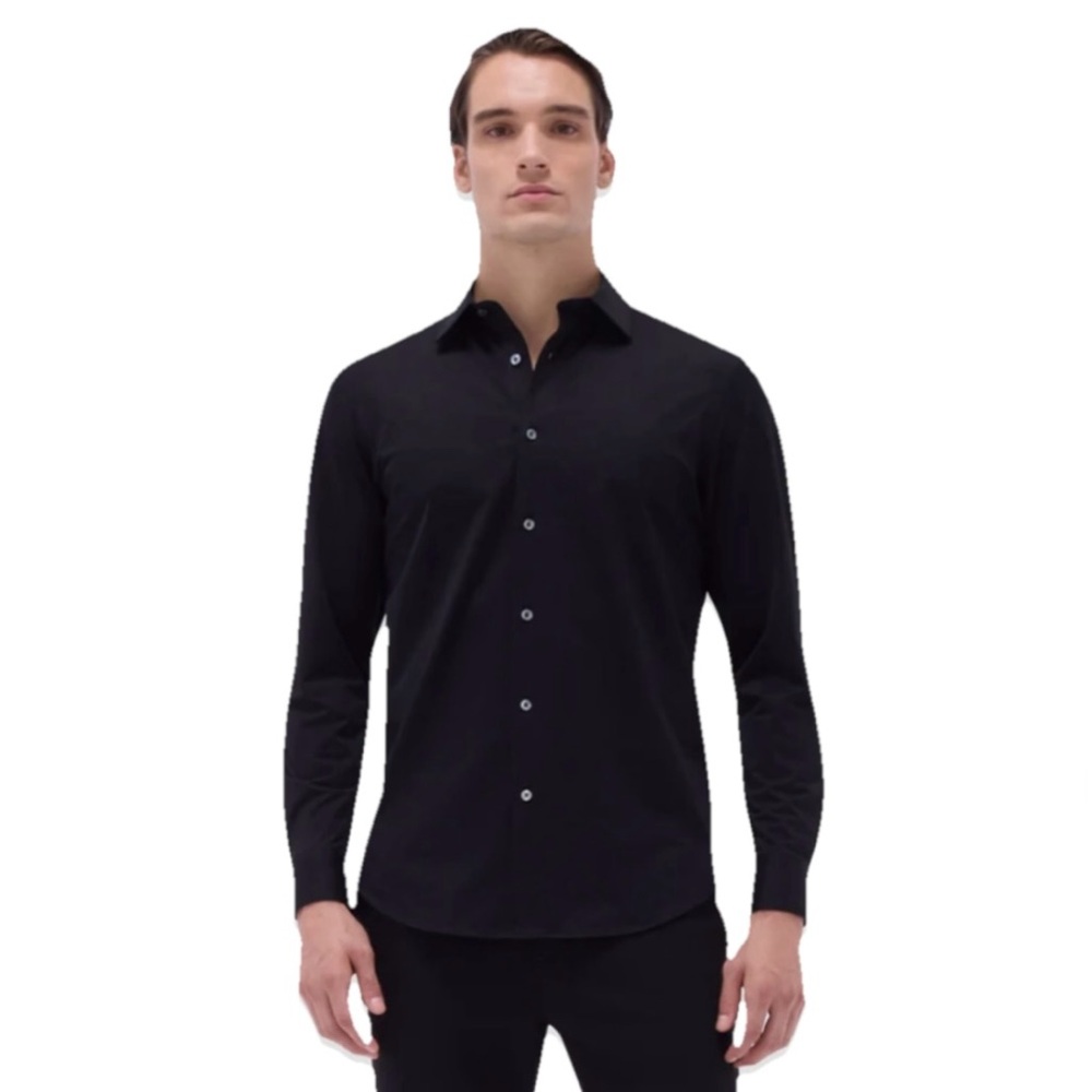 Bugatchi James Solid OoohCotton Tech Men’s Black Dress Shirt Size Medium